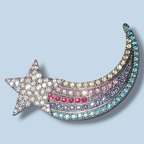Marc Jacobs Rare Brooch Pin Rhinestone Rainbow Shooting Star - Picture 4 of 10